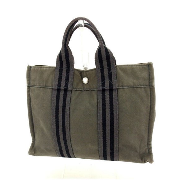 Hermes Tote bag Fourre Tout Grey Black Woman Authentic Used Y4700 - Picture 1 of 8